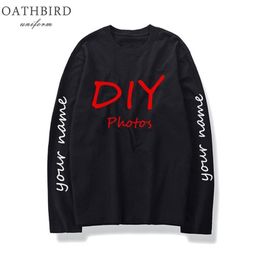 DIY T-shirts Men custom long sleeve t shirt customized pattern print hip hop design o-neck basic tee shirt 220609