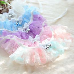 Dog Collars & Leashes Tulle Bandana Sweet Printed Soft Collar For Pet Supplies Cat Scarf Chihuahua Puppy Neckerchief BichonDog