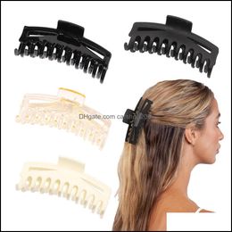 Clamps Hair Jewellery Length 13.5 Cm Large Keel M-Shaped Women Pure Colour Plastic Claws Clips For Lady Shower H Dhx0K