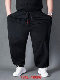 Men's Pants Plus Size 12xl 180kg Large Men's 8xl 9xl 10xl Summer High Waist Loose Black Elastic Sweatpants 56 58 60Men's