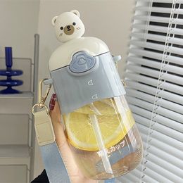 Water Bottles female high-value straw cup portable large-capacity plastic cups student male cute kettle simple