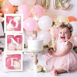 Party Decoration Baby Shower Transparent Name Box Frist 1st Birthday Boy Girl Wedding Docor Alphabet Balloon Babyshower