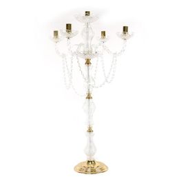 Candle Holders Cm Height Acrylic 5-arms Metal Candelabras With Crystal Pendants Wedding Holder Centerpiece Party DecorCandle