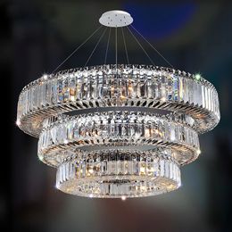 Modern luxury ceiling chandelier for living room large ring/square led home lights fixtures chrome cristal indoor lamp