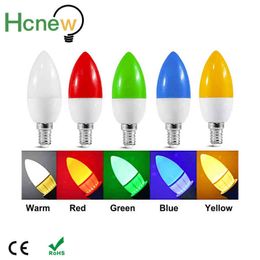 2Pcs 3W E14 C35 Led candle Light 5 Colour candle bulb AC 220V SMD2835 Energy Saving Non Dimmable PC lampshade LED Lamp H220428