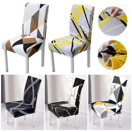 Chair Covers Geometric Stretch Dining Cover Big Elastic Seat Slipcovers Removable Restaurant Banquet Party Protector