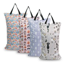 Waterproof Reusable Wet Bag Printed Pocket Nappy Bags Baby Travel Wet Dry Bags large Size 40x70cm Diaper Bag 220706