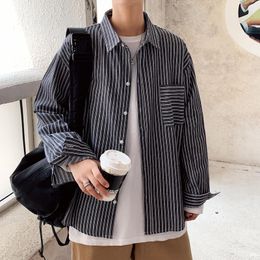 Men's Casual Shirts Fashion Three Quarter Shopping Summer Korean Clothes T Men Striped For 2022 Black ShirtsMen's