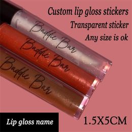 100PC Personalised eyebrow eyelash bottle sticker custom cosmetic tube transparent lip gloss label name 220607