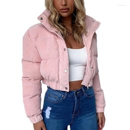 Women's Quilted Down & Parka warm jackets for women with Stand Collar, Oversized Padded Coat, Short Lined in Black, White, and Pink - Luci22