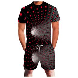 Men's Tracksuits Men Soccer Suit Men's Summer Leisure Sports 3D Geometric Abstract Fitness All Black 3 Piece Homecoming Suits Teen BoysM