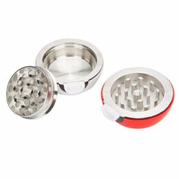 Ball shape Grinder smoking 3 Parts Herb Box with 55mm Diameter and Plastic Button Sharped Part in the Middle