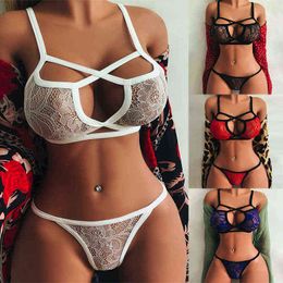 2 Pcs Floral Mesh Lace Lingerie Set Women Transparent Bra And Panty Set White Erotic Underwear Seamless Bra Set Sexy Lingerie L220727