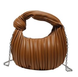 Women Fold Small Half-Moon Evening Clutch Leather Crossbody Bags Designer Handbag And Purses Luxury Chain Shoulder Bags