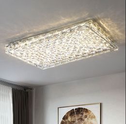 2022 Ceiling Lights Lamp K9 Crystal Lustre Ceiling Chandelier RC Dimmable Led Rectangle Indoor Lighting For Living/Dining Room Bedroom llfa