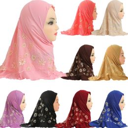 muslim kids clothes Canada - Ethnic Clothing Muslim Kids Girls Hijab Flower One Piece Amira Head Scarf Islamic Shawl Wrap Arab Prayer Hat Child Cap Full CoverEthnic