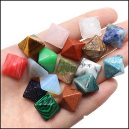 Stone Loose Beads Jewelry Natural Crystal 14Mm Pyramid Face Acc Mineral Statue Ornament Home Decoration Drop Del Dhe9U