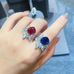 Wedding Rings 2022 Delicate Princess Cut Silver Color Ring For Women Vintage Fashion Jewelry Bridal Engagement Accessories Rita22