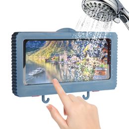 Liner Tablet Or Phone Holder Waterproof Case Box Wall Mounted All Covered Mobile Shelves SelfAdhesive Shower Accessories 220809