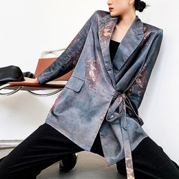 Women's Jackets High Fashion Harajuku Kimono Style Woman Jacket Coat Women Vintage Oil Pattern Full Sleeve Lace Up Clothes SL332Women's