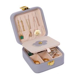 Jewelry Box Double Layer Travel Jewelry Organizer PU Leather Portable Display Cases with Mirror Necklace Earring Rings Storage Holder