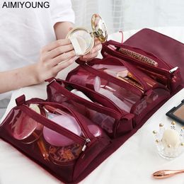 AIMIYOUNG Travelling Hanging Cosmetic Bag Women Zipper Case Make Up Wash Bag Makeup Bags Necessaries Storage Organiser Toilet Bag Y200714