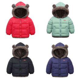 Kids Cotton Clothes Thickened Down Girls Jacket Baby Winter Warm Jacket Children Zipper Hooded Costume Boys Runaway Jyf J220718