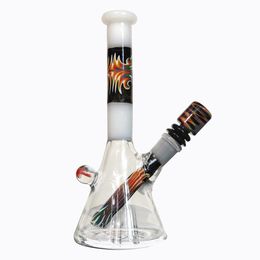 cigar Beaker bong Colourful twisted glass craft thick glass bongs 9mm straight type with down stem