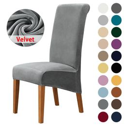 Chair Covers 1/2/4/6 Pcs Velvet Fabric Large Dining Cover XL Size Slipcover For Chairs Long Back Kitchen Elastic StretchChair