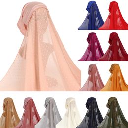 Musilm Women Bubble Pearl Chiffon Hijab Scarf With Jersey Cotton Underscarf Cap Islamic Inner Stretch Veil Cover Headwrap Turban
