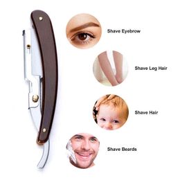 razor knifes Australia - Nxy Eyebrow Trimmer Stainless Steel Straight Edge Razor Folding Shaver Knife Barber Handle Facial Hair Beard Shave Shaving Tool