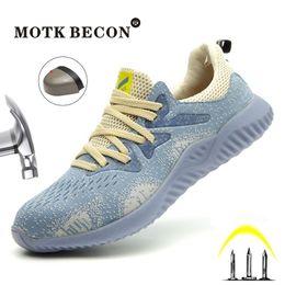 MOTK BECON Safty Shoes for Men and Women Light Weight Composite Toe PunctureProof Work Shoes Casual Breathable Sneakers 04 Y200915