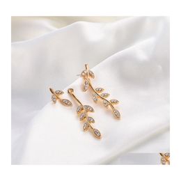Dangle Chandelier Fashion Jewelry Olive Leaf Pendant Removable For Two Wear Earrings Rhinstone Stud Earings Drop Delivery Dh73R