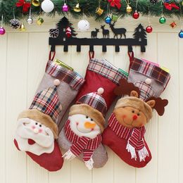 Christmas Party Decoration Stocking Socks Children Christmas Gift Holder Pouch Christmas Tree Hanging Ornaments Gift Candy Bags 201027