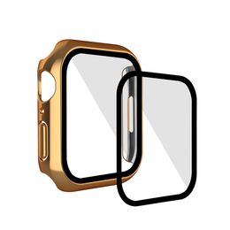 Electroplate Hard Watch Case with Tempered Glass Screen Protector for Apple iwatch Series 7/6/5/4/3/2/1 Full Coverage Case 41MM 45MM 38mm 40mm 42mm 44 mm
