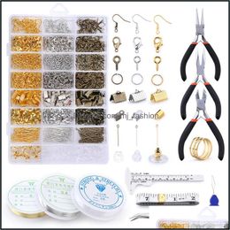 Clasps Hooks Jewelry Findings Set Tools Pliers Accessories Copper Wire Open Jump Rings Earring Hook Making Supplies Kit Drop Delive Dhrtj