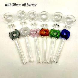 High Quality Glass Oil Burner Pipe Hand Smoking Pipe with Circle Filter Tips with 30mm Oil Bowl Thick Pyrex Heady Smoking Water Pipes