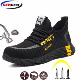 DEW For Indestructible Antismashing Steel Cap Safety Men Security Boots Work Shoes Sneakers Y200915