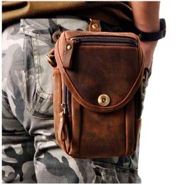 cell phone waist bag UK - Waist Bags Real Leather Men Design Casual Multifunction Small Messenger Crossbody Bag Fashion Belt Hook Pack 5.5" Phone Pouch 269Waist