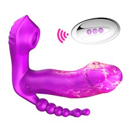 3 IN 1 G Spot Sucker Vibrator for Women Vibrating Anal Bead Clitoris Stimulator Remote Control Wearable Female sexy Toys