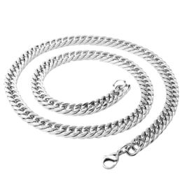 Titanium steel silver 8MM Double woven chain Hip hop man Necklace 18 20 22 24 26 28 30 inch Fashion jewelry