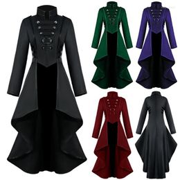 Cosplay Jacket Women Long Gothic Steampunk Overcoat Button Lace Corset Halloween Costume Coat Tailcoat 2022