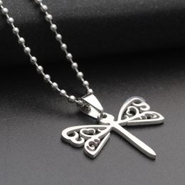 Stainless Steel Hollow Dragonfly Pendant Necklaces Long Chain Necklace For Women Jewellery Party Friends Gifts