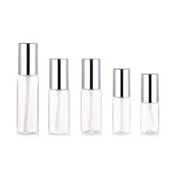 Empty Packing Plastic Clear Bottle Round Shoulder PET Shiny Silver Screw Lid Portable Refillable Cosmetic Packaging Container 30ml 35ml 45ml 50ml 60ml