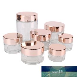6 Pieces/lot 5g 10g 15g 20g 30g Tranparents Glass Cream Bottle Eyeshadow Makeup Face Cosmetic Container with Golden Lid