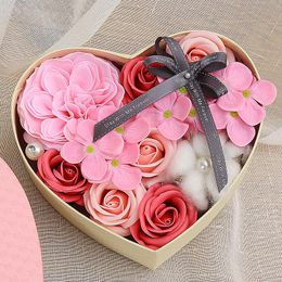 Decorative Flowers & Wreaths Valentine Scented Soap Artificial Rose Bathable Love Gift Box Wedding Birthday Girlfriend Romantic Fragrant Pet