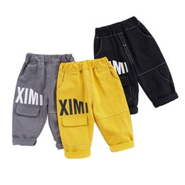 Boys Pants Letter Children's Trousers For Boys Pockets Children Pants Casual Style Kids Clothes Boys 210412