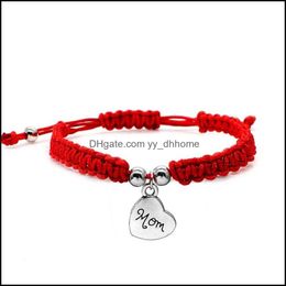 Charm Bracelets Jewellery Handmade China Red String Woven Beaded Lucky Happiness Mom Women For Mother D9U