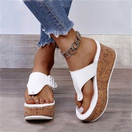 Frauen Sommer Flip-Flops Schuhe Weiblichen Keil Plattform Sandale Damen 7,5 cm Dicken Boden Casual Hausschuhe Schuh Schwarz Rosa 220406