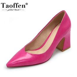 Taoffen New Women Pointed Toe Pumps Solid Colour High Heels Shoes Women Concise Office Lady Daily Party Footwear Size 3243 210225